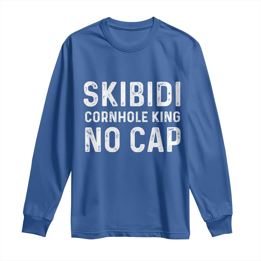 Cornhole King Long Sleeve Shirt No Cap Funny Bean Bag Toss Game TS10 Royal Blue Print Your Wear