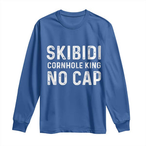 Cornhole King Long Sleeve Shirt No Cap Funny Bean Bag Toss Game TS10 Royal Blue Print Your Wear