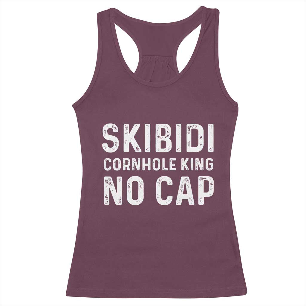 Cornhole King Racerback Tank Top No Cap Funny Bean Bag Toss Game TS10 Maroon Print Your Wear