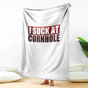 I Suck At Cornhole Throw Blanket Funny Bean Bag Toss Game TS10 Print Your Wear