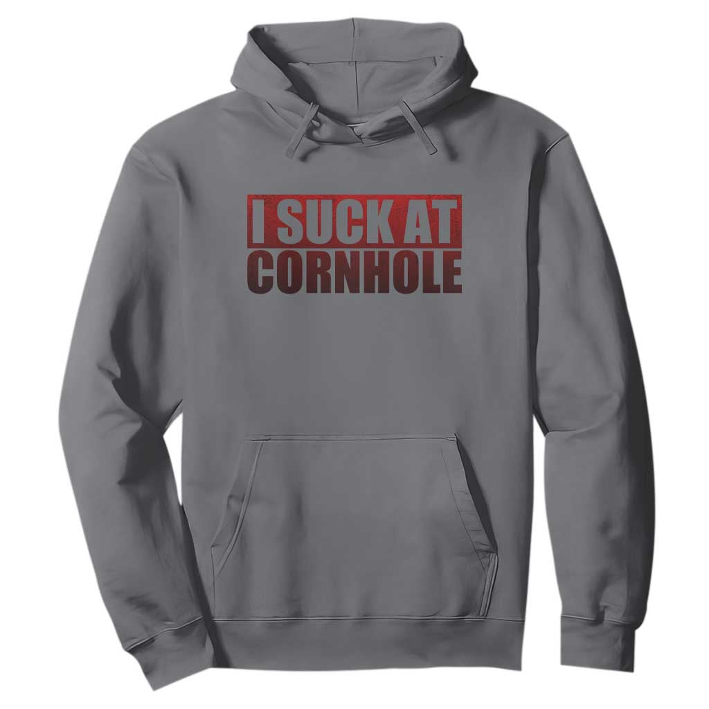 I Suck At Cornhole Hoodie Funny Bean Bag Toss Game TS10 Charcoal Print Your Wear