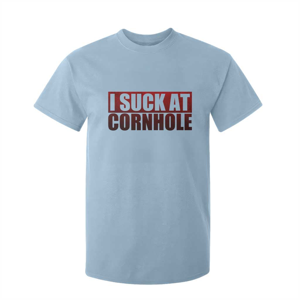 I Suck At Cornhole T Shirt For Kid Funny Bean Bag Toss Game TS10 Light Blue Print Your Wear