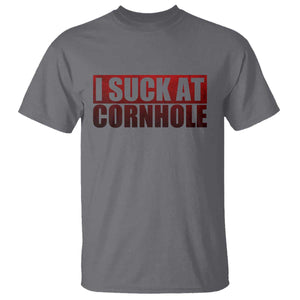 I Suck At Cornhole T Shirt Funny Bean Bag Toss Game TS10 Charcoal Print Your Wear