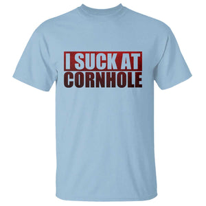 I Suck At Cornhole T Shirt Funny Bean Bag Toss Game TS10 Light Blue Print Your Wear