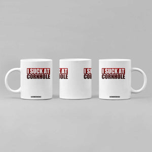 I Suck At Cornhole Coffee Mug Funny Bean Bag Toss Game TS10 Print Your Wear