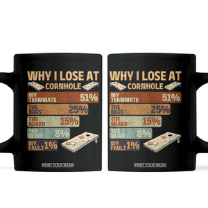 Funny Cornhole Player Coffee Mug Retro Why I Lose Game Day Bean Bag Toss Game TS10 Black Print Your Wear