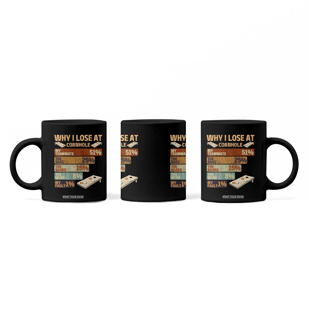Funny Cornhole Player Coffee Mug Retro Why I Lose Game Day Bean Bag Toss Game TS10 Print Your Wear