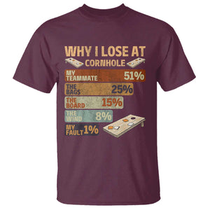 Funny Cornhole Player T Shirt Retro Why I Lose Game Day Bean Bag Toss Game TS10 Maroon Print Your Wear