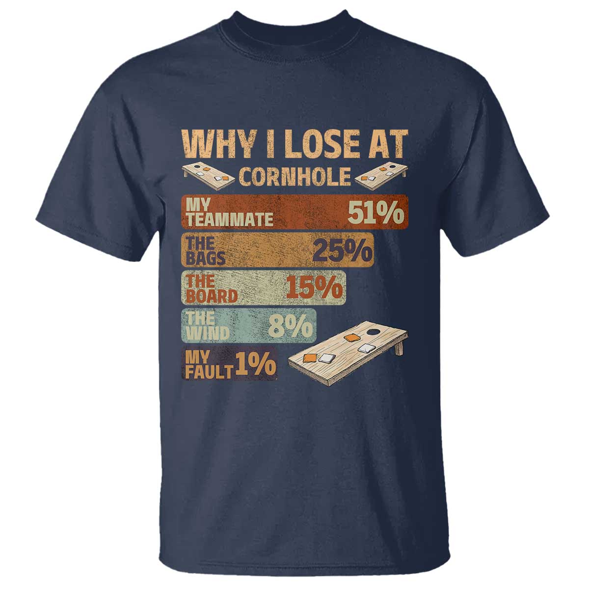 Funny Cornhole Player T Shirt Retro Why I Lose Game Day Bean Bag Toss Game TS10 Navy Print Your Wear