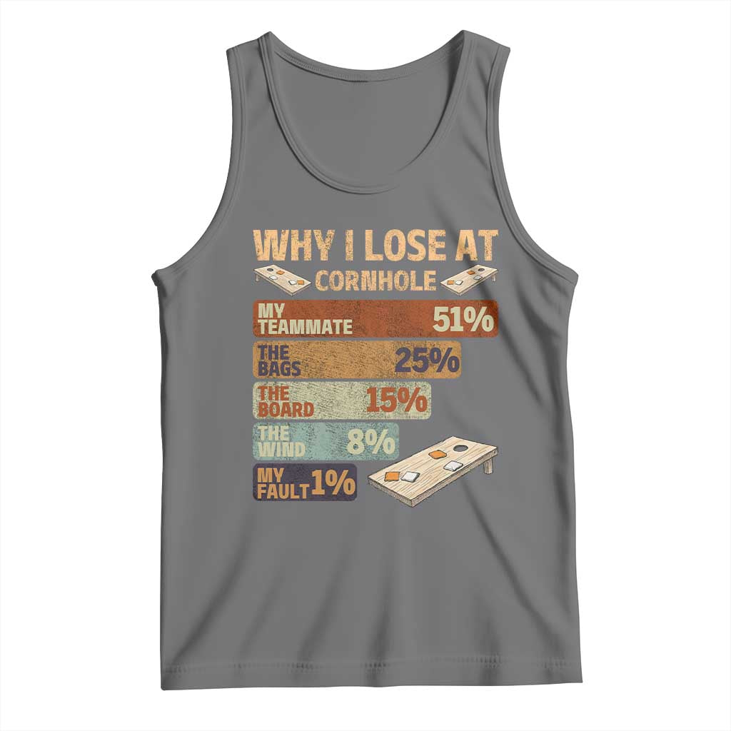 Funny Cornhole Player Tank Top Retro Why I Lose Game Day Bean Bag Toss Game TS10 Black Heather Print Your Wear