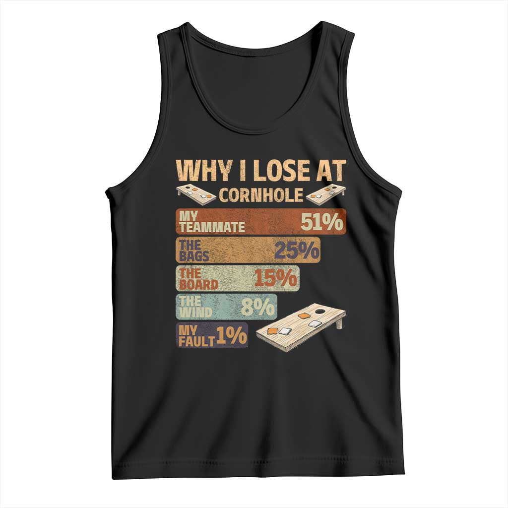 Funny Cornhole Player Tank Top Retro Why I Lose Game Day Bean Bag Toss Game TS10 Black Print Your Wear