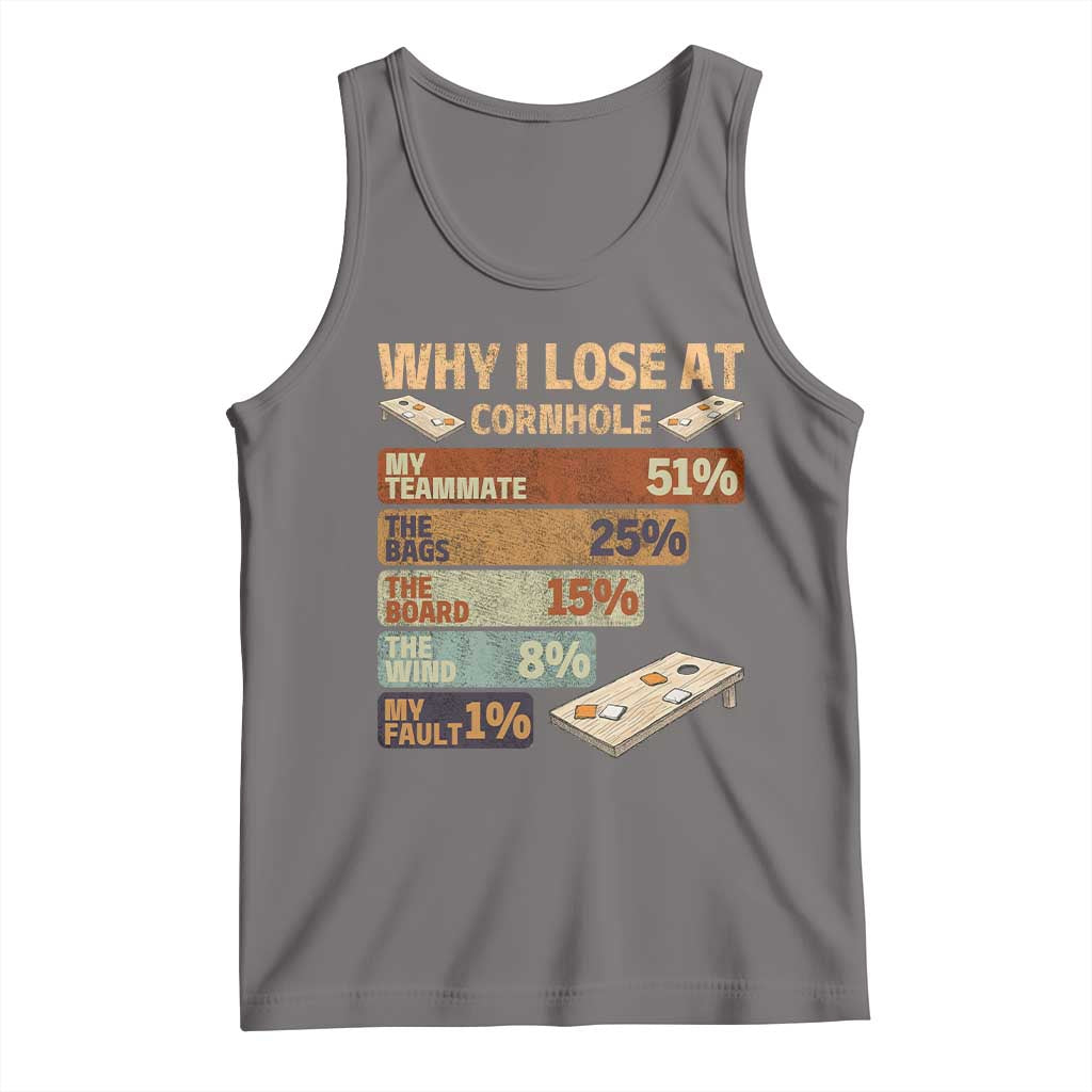 Funny Cornhole Player Tank Top Retro Why I Lose Game Day Bean Bag Toss Game TS10 Deep Heather Print Your Wear