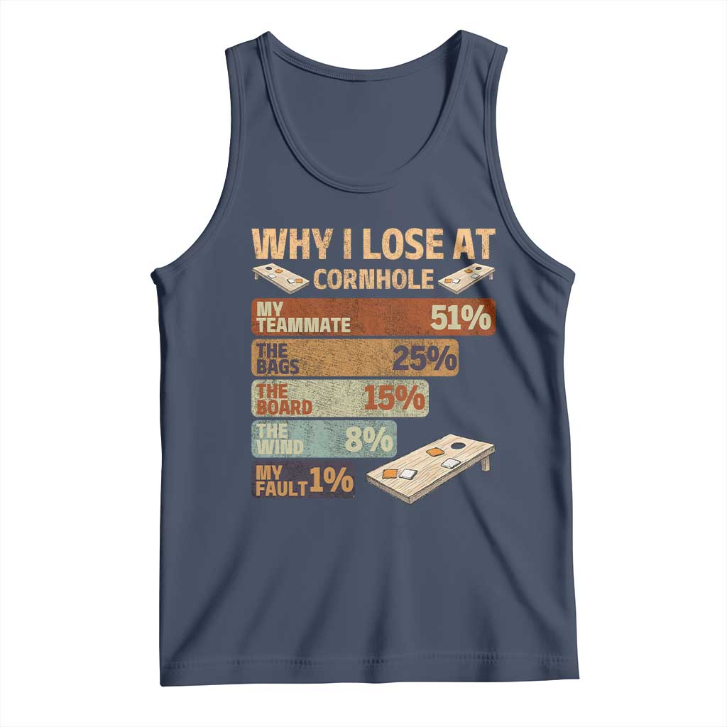 Funny Cornhole Player Tank Top Retro Why I Lose Game Day Bean Bag Toss Game TS10 Navy Print Your Wear