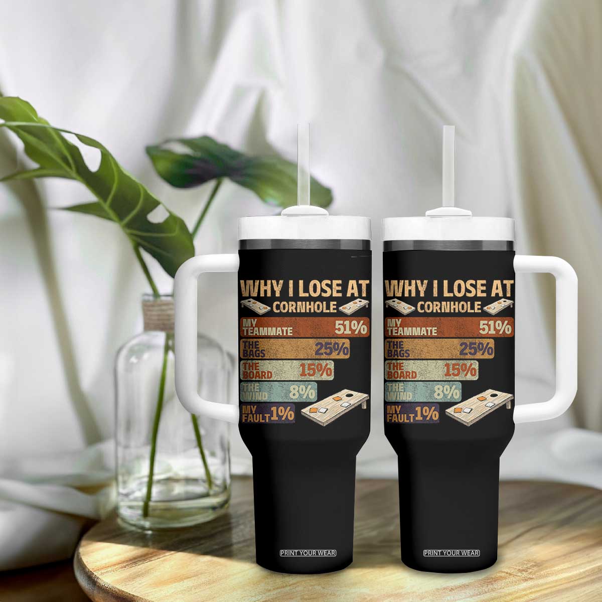 Funny Cornhole Player Tumbler With Handle Retro Why I Lose Game Day Bean Bag Toss Game TS10 Print Your Wear