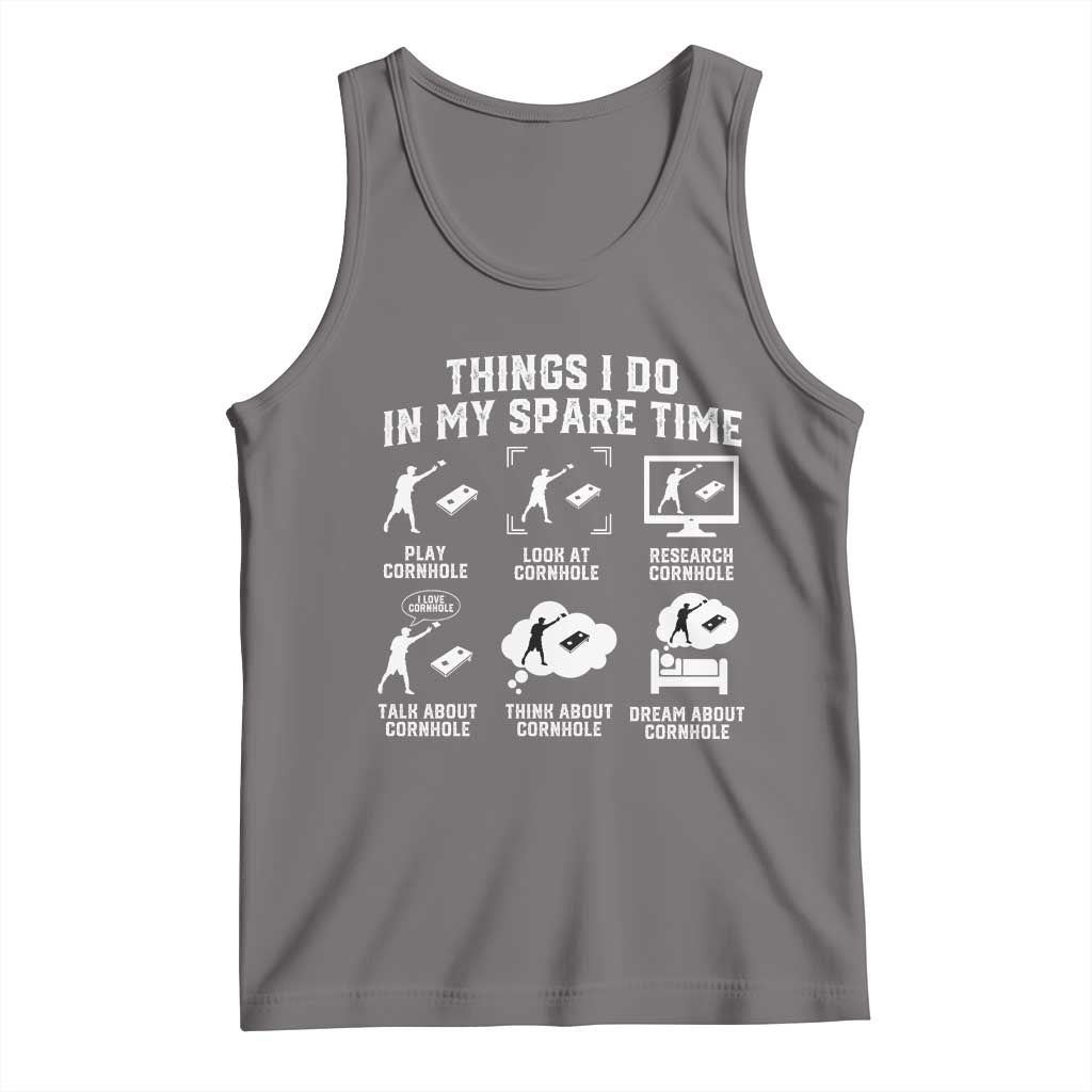 Funny Cornhole Lover Tank Top Things I Do In My Spare Time Bean Bag Toss Game TS10 Deep Heather Print Your Wear