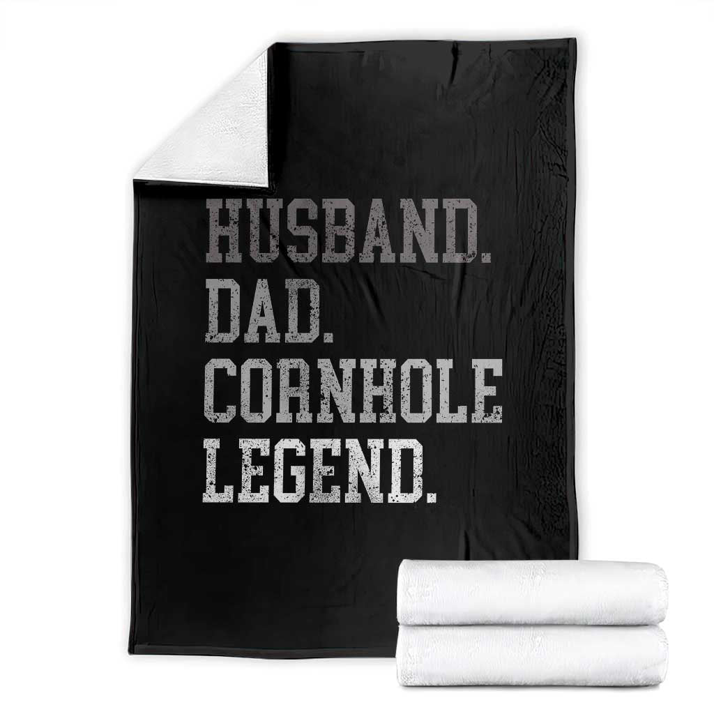 Husband Dad Cornhole Legend Throw Blanket Vintage Funny Birthday for Dad Fathers Day TS10 Black Print Your Wear