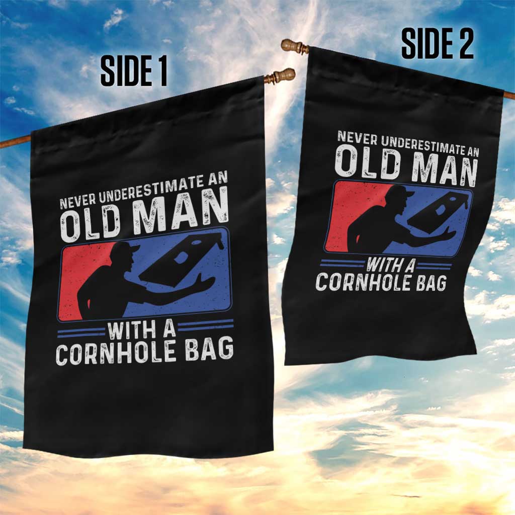 Funny Cornhole Player Garden Flag Never Underestimate An Old Man With A Cornhole Bag TS10 Print Your Wear