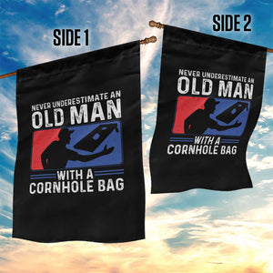 Funny Cornhole Player Garden Flag Never Underestimate An Old Man With A Cornhole Bag TS10 Print Your Wear