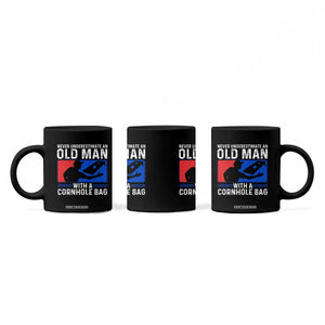 Funny Cornhole Player Coffee Mug Never Underestimate An Old Man With A Cornhole Bag TS10 Print Your Wear