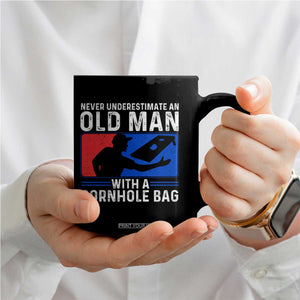 Funny Cornhole Player Coffee Mug Never Underestimate An Old Man With A Cornhole Bag TS10 Print Your Wear