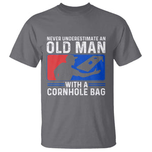 Funny Cornhole Player T Shirt Never Underestimate An Old Man With A Cornhole Bag TS10 Charcoal Print Your Wear