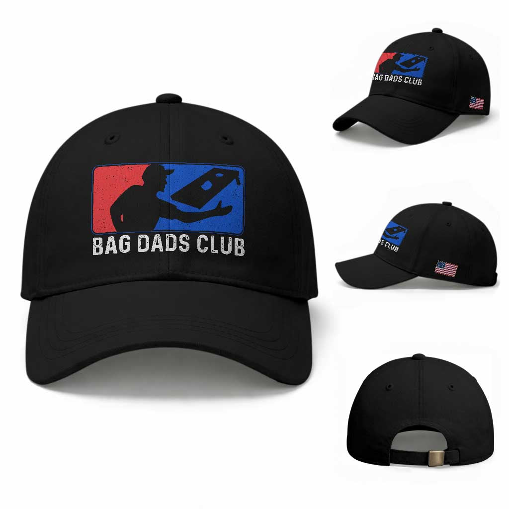 Funny Cornhole Bag Dads Club Baseball Cap TS10 Baseball Cap Universal Fit Black Print Your Wear