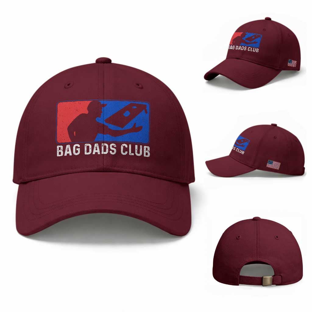 Funny Cornhole Bag Dads Club Baseball Cap TS10 Baseball Cap Universal Fit Maroon Print Your Wear