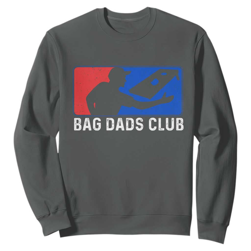 Funny Cornhole Bag Dads Club Sweatshirt TS10 Dark Heather Print Your Wear
