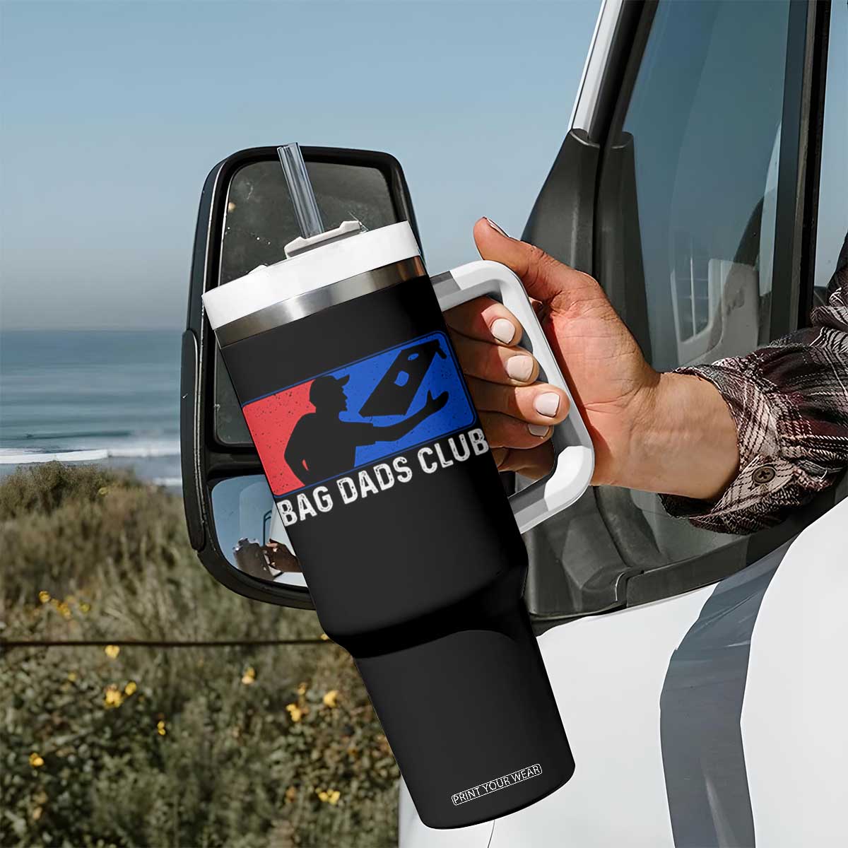 Funny Cornhole Bag Dads Club Tumbler With Handle TS10 Print Your Wear