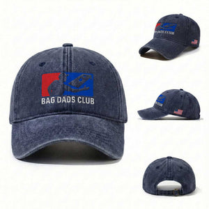 Funny Cornhole Bag Dads Club Washed Cotton Baseball Cap TS10 Washed Cap Universal Fit Navy Print Your Wear
