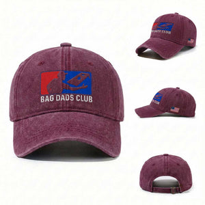 Funny Cornhole Bag Dads Club Washed Cotton Baseball Cap TS10 Washed Cap Universal Fit Burgundy Print Your Wear