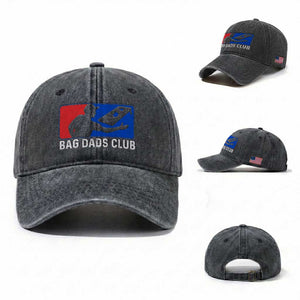 Funny Cornhole Bag Dads Club Washed Cotton Baseball Cap TS10 Washed Cap Universal Fit Dark Gray Print Your Wear