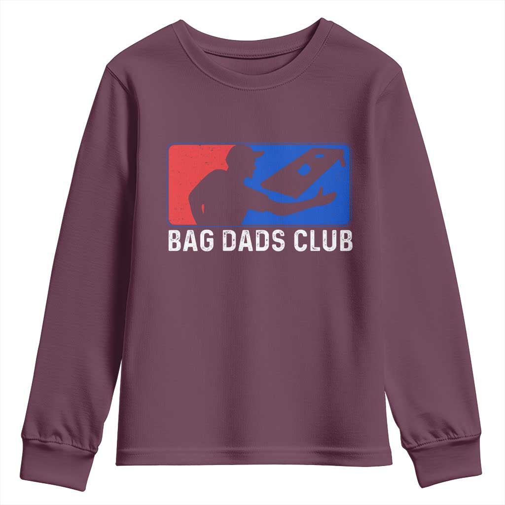 Funny Cornhole Bag Dads Club Youth Sweatshirt TS10 Maroon Print Your Wear