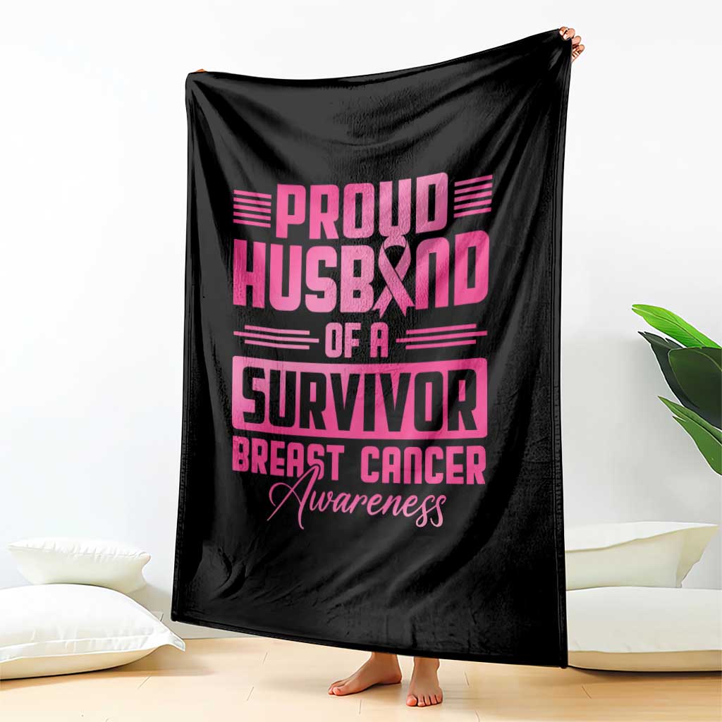 Husband Of A Warrior Breast Cancer Awareness Throw Blanket Wife Support Squad TS10 Print Your Wear