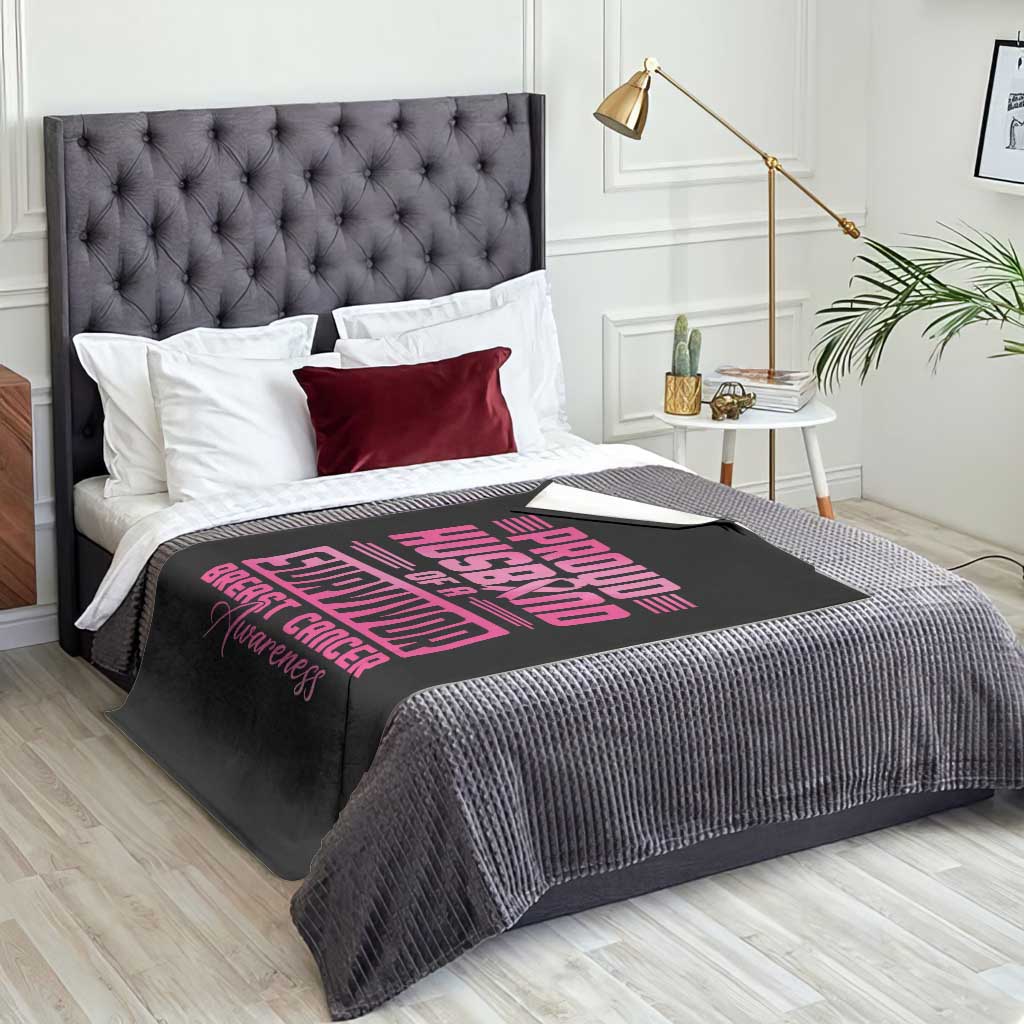 Husband Of A Warrior Breast Cancer Awareness Throw Blanket Wife Support Squad TS10 Print Your Wear