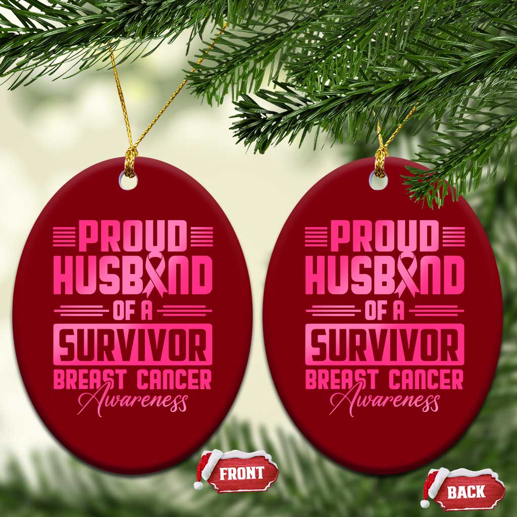 Husband Of A Warrior Breast Cancer Awareness Ceramic Ornament Wife Support Squad TS10 Print Your Wear
