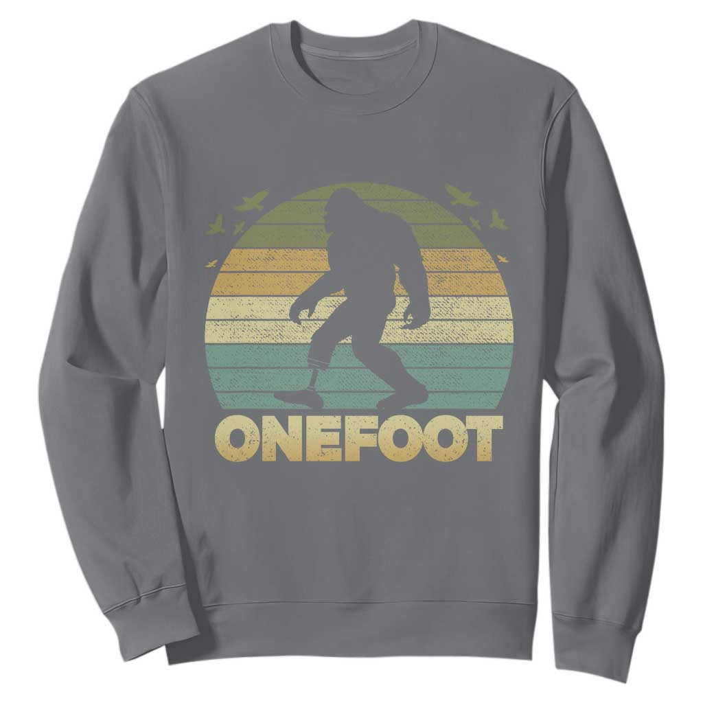 Onefoot Leg Amputee Recovery Sweatshirt Retro One Foot Bigfoot TS10 Charcoal Print Your Wear