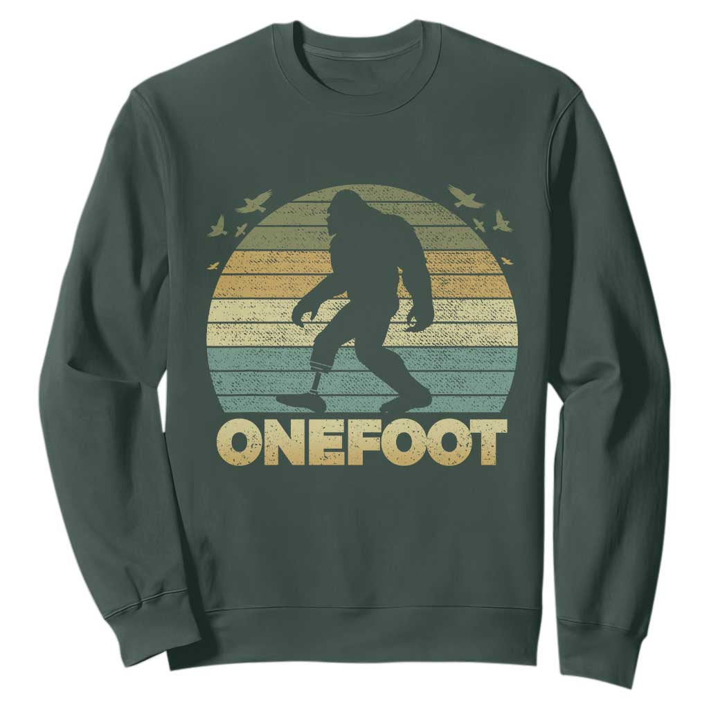 Onefoot Leg Amputee Recovery Sweatshirt Retro One Foot Bigfoot TS10 Dark Forest Green Print Your Wear