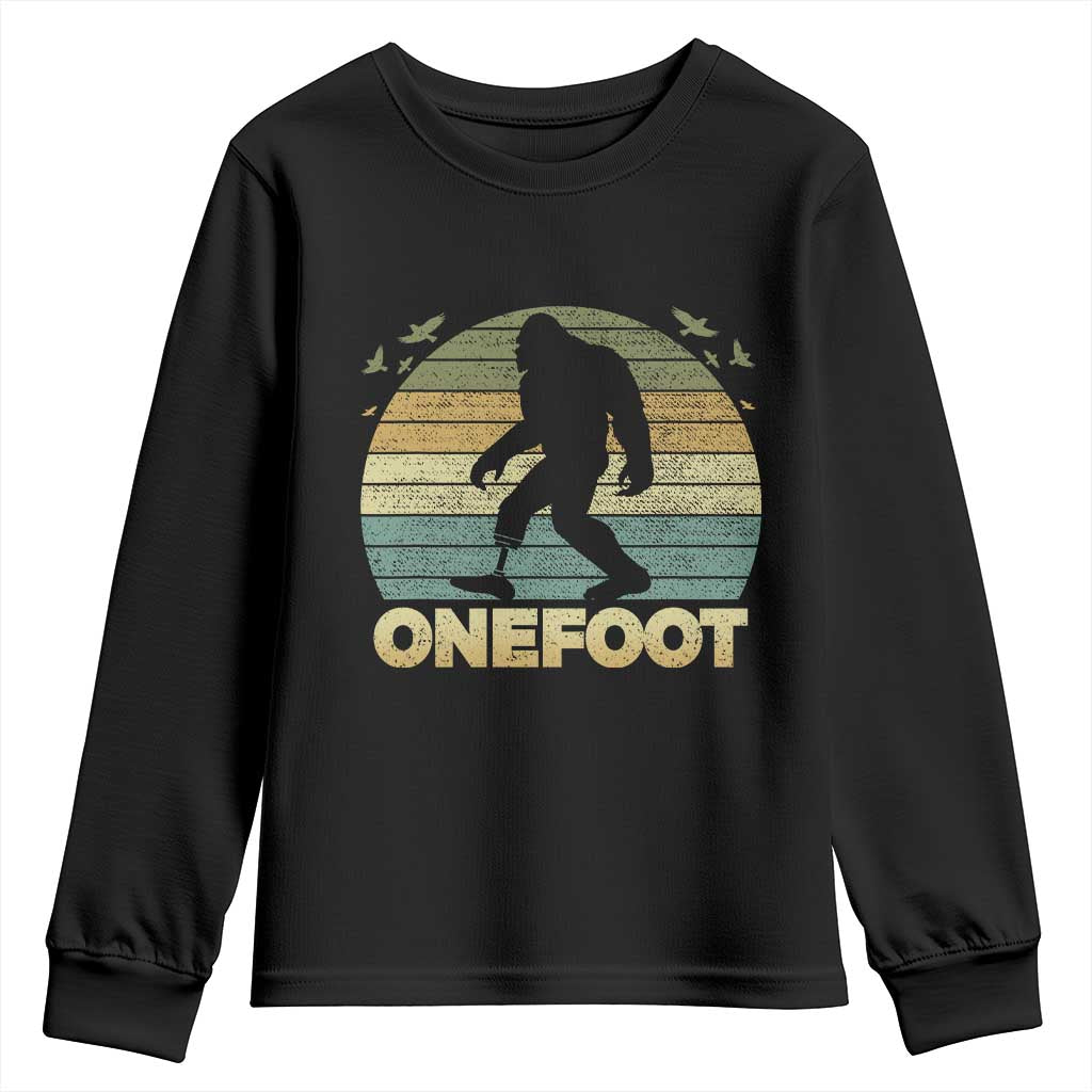 Onefoot Leg Amputee Recovery Youth Sweatshirt Retro One Foot Bigfoot TS10 Black Print Your Wear