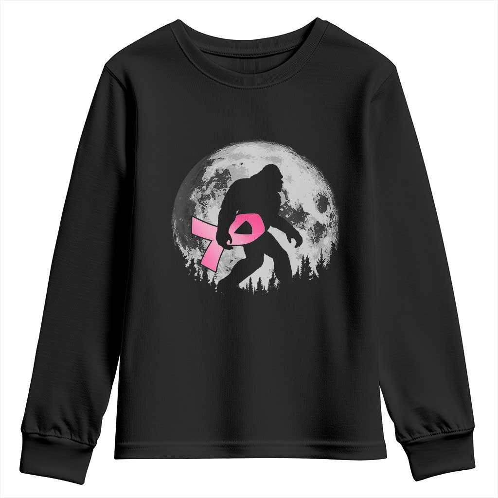Bigfoot Pink Ribbon Breast Cancer Awareness Youth Sweatshirt TS10 Black Print Your Wear