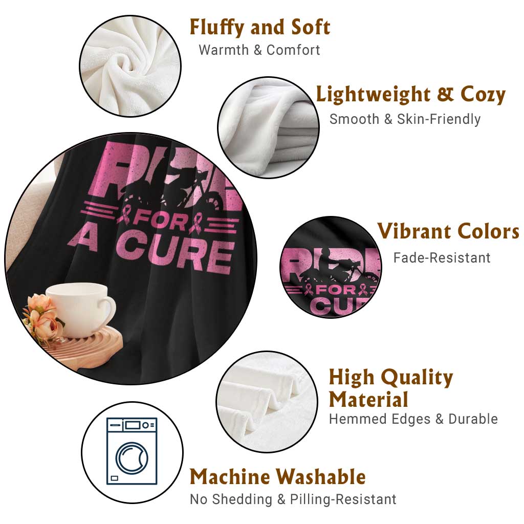 Breast Cancer Motorcycle Throw Blanket Pink Ribbon Ride For A Cure TS10 Print Your Wear