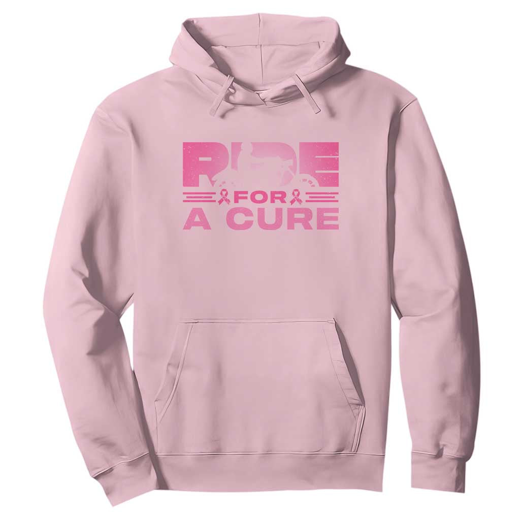 Breast Cancer Motorcycle Hoodie Pink Ribbon Ride For A Cure TS10 Light Pink Print Your Wear