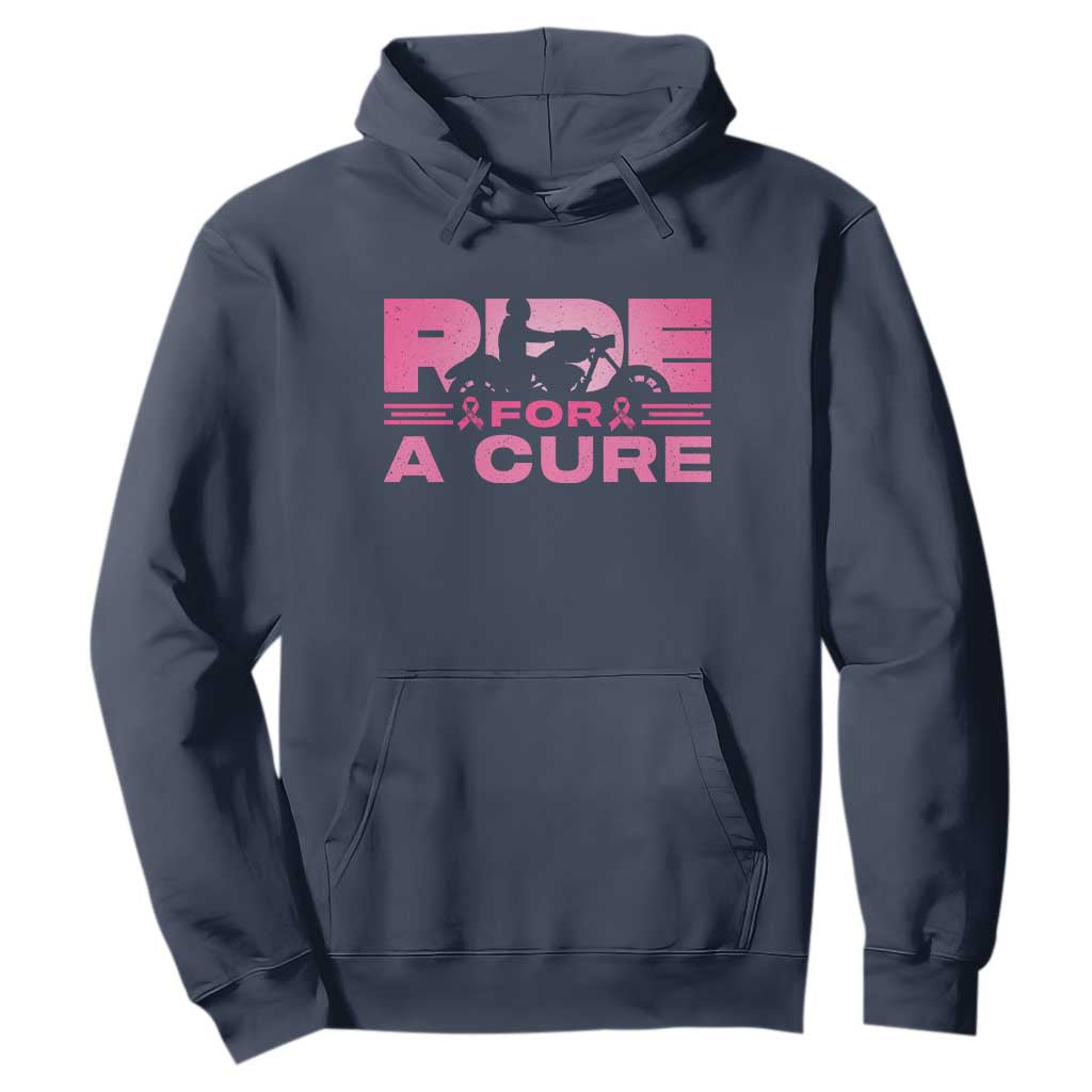 Breast Cancer Motorcycle Hoodie Pink Ribbon Ride For A Cure TS10 Navy Print Your Wear