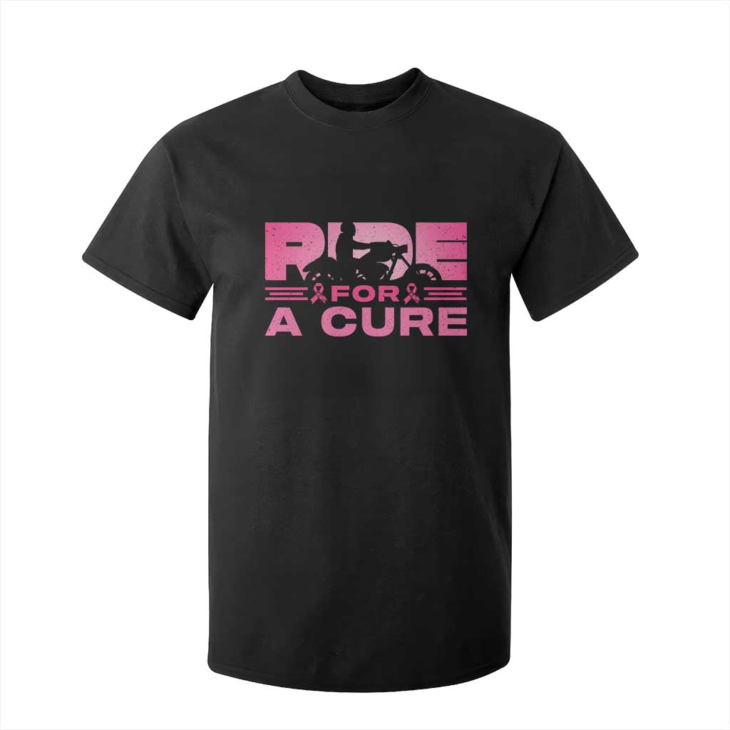 Breast Cancer Motorcycle T Shirt For Kid Pink Ribbon Ride For A Cure TS10 Black Print Your Wear