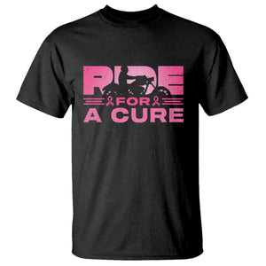 Breast Cancer Motorcycle T Shirt Pink Ribbon Ride For A Cure TS10 Black Print Your Wear