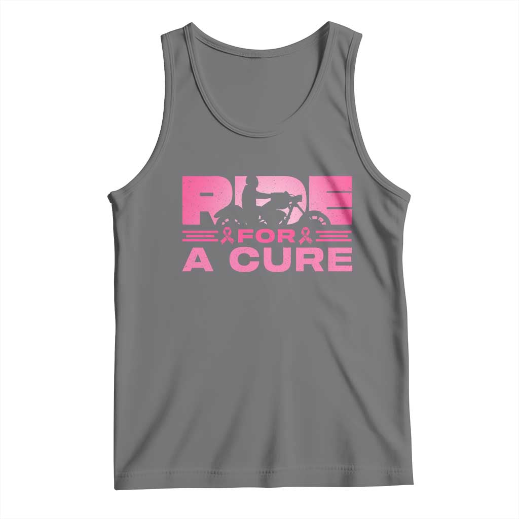 Breast Cancer Motorcycle Tank Top Pink Ribbon Ride For A Cure TS10 Black Heather Print Your Wear