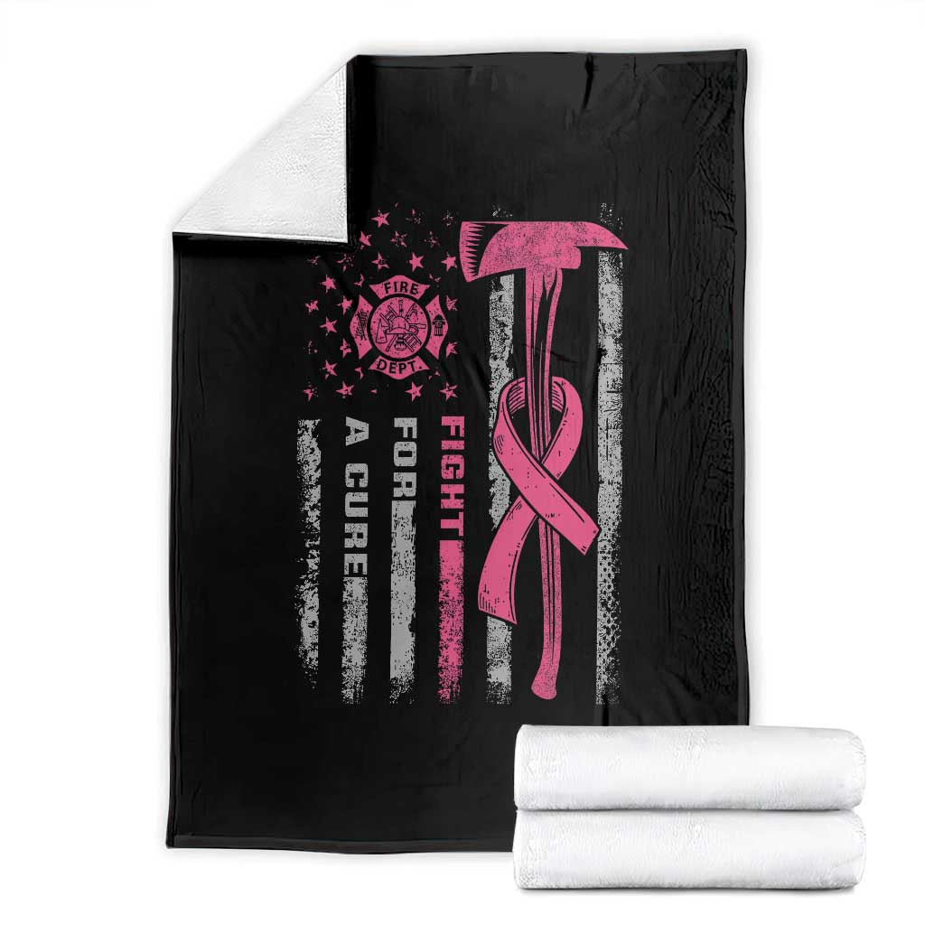Firefighter Breast Cancer Awareness Throw Blanket Fight For A Cure American Flag TS10 Black Print Your Wear