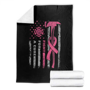 Firefighter Breast Cancer Awareness Throw Blanket Fight For A Cure American Flag TS10 Black Print Your Wear