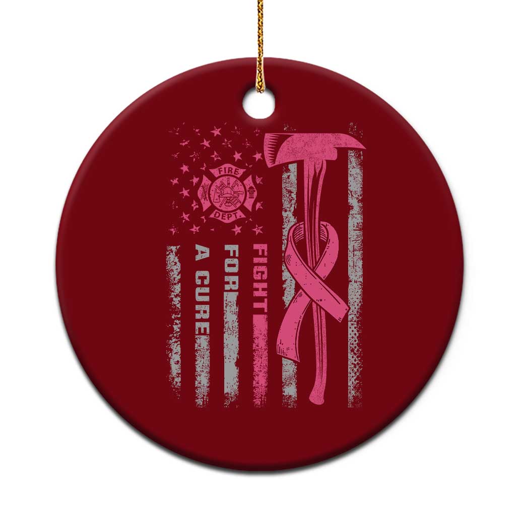 Firefighter Breast Cancer Awareness Ceramic Ornament Fight For A Cure American Flag TS10 1pc Red Print Your Wear
