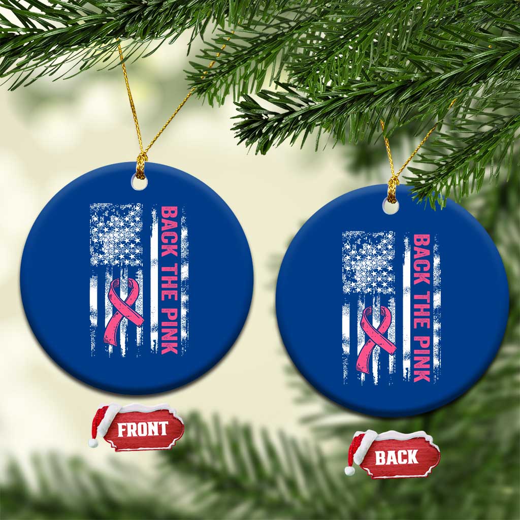 Back The Pink Ribbon Breast Cancer Awareness Ceramic Ornament American Flag TS10 1pc Blue Print Your Wear